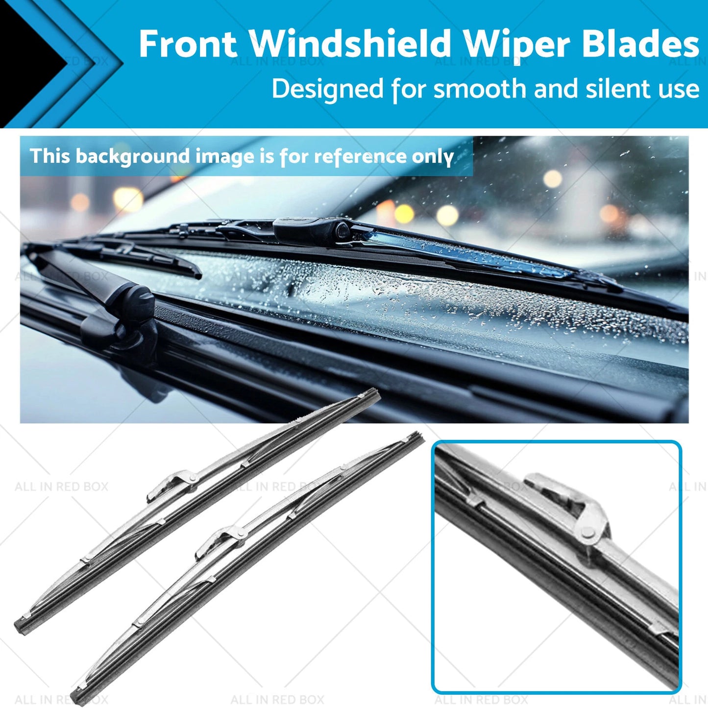 12" Polished Stainless Steel Front Windshield Wiper Blades for Universal (N/A)