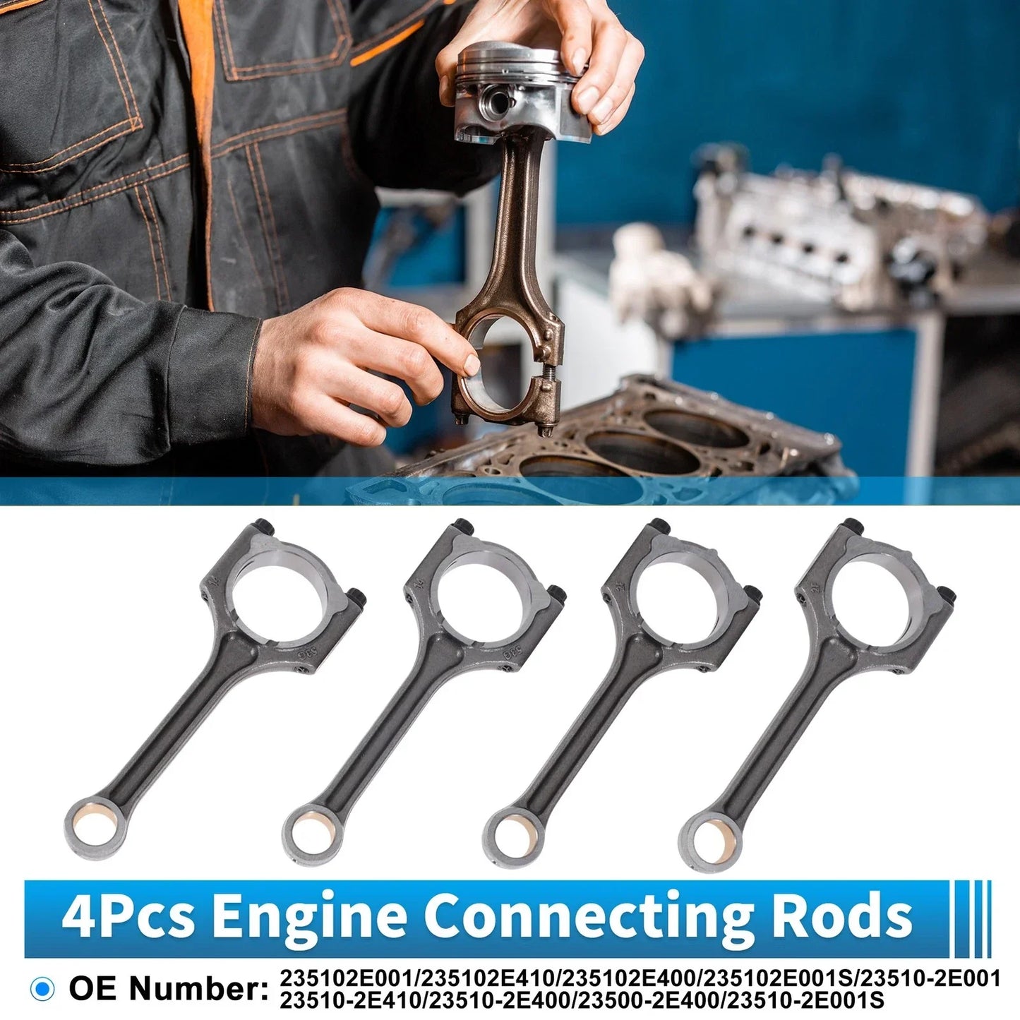 4 x Engine Connecting Rods for Hyundai Elantra (2011-2015)