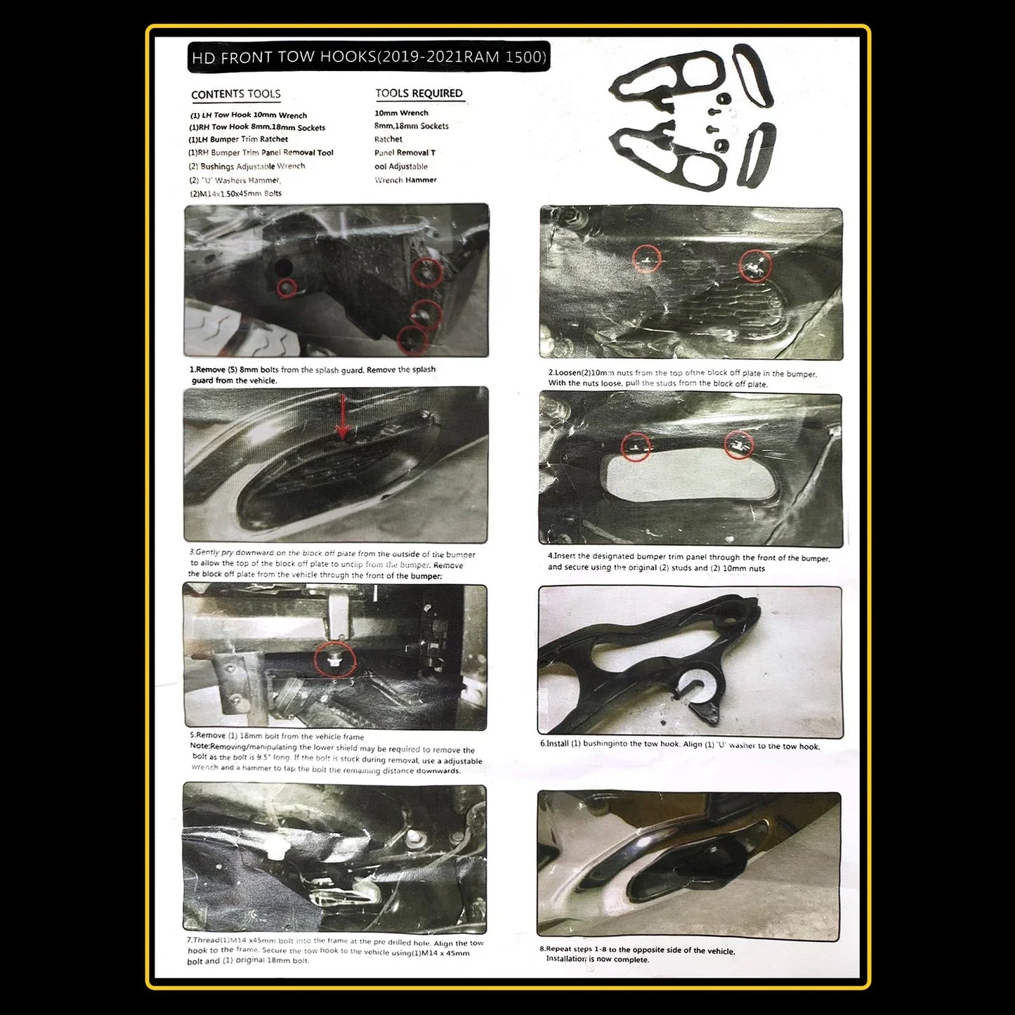 Front Tow Hooks for Dodge Ram 1500 DT 2019-2024 (2 x Hooks)