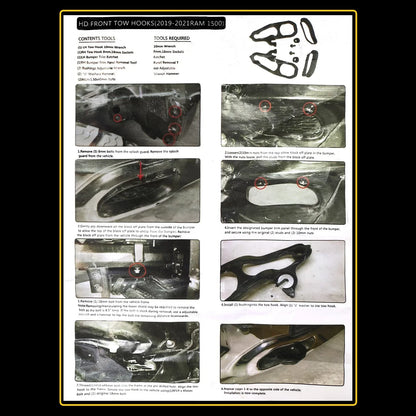 Front Tow Hooks for Dodge Ram 1500 DT 2019-2024 (2 x Hooks)