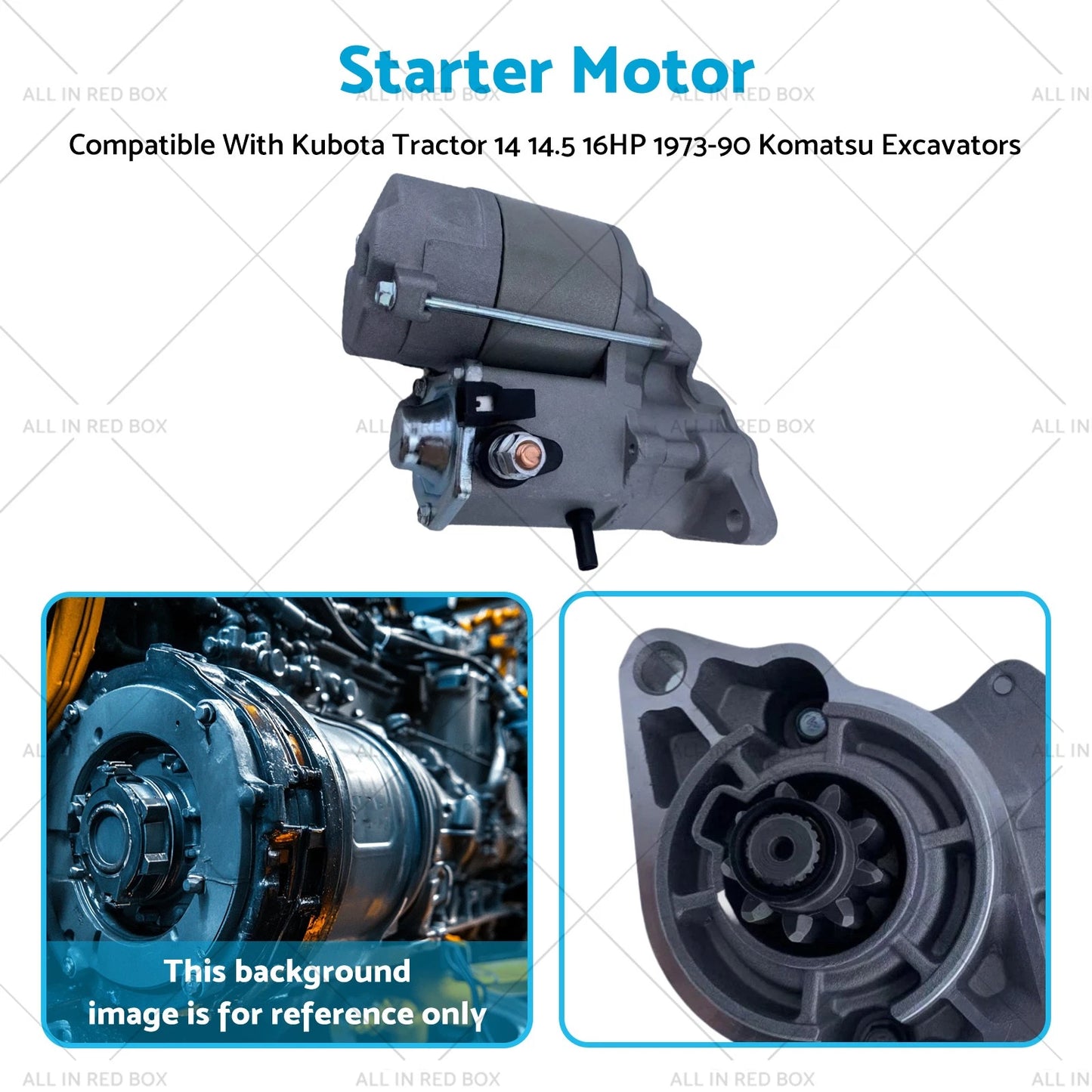 Starter Motor for Kubota Tractor 14 14.5 16HP (1973-1990)