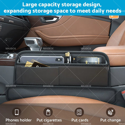 Car Seat Gap Storage Bag Organizer PU Leather with Charging Cable Hole
