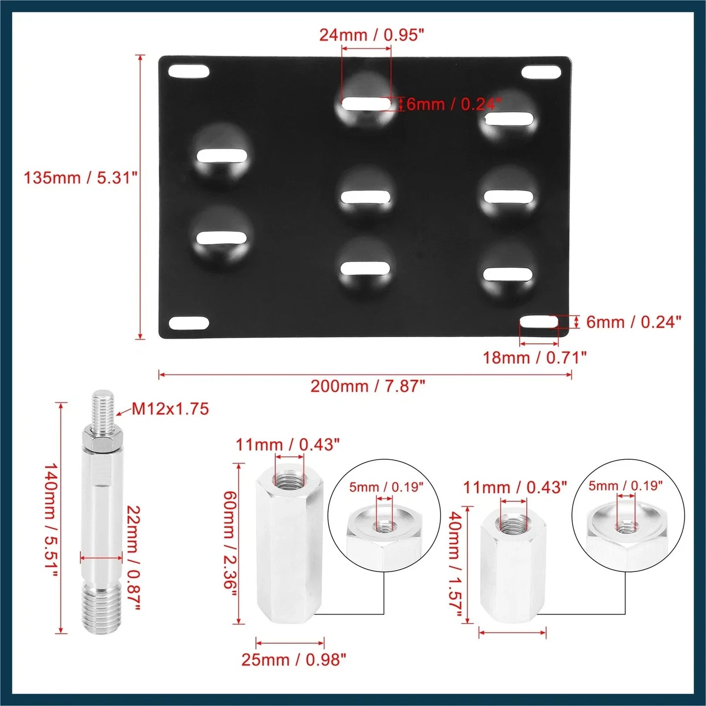 Bumper Tow Hook License Plate Mount Bracket for Mercedes