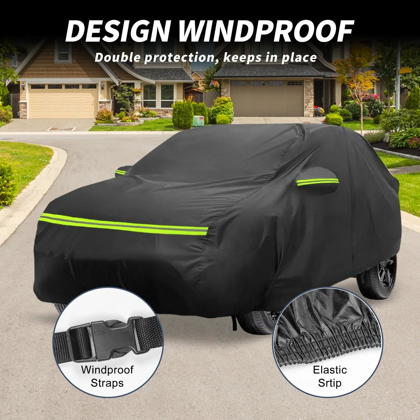 Waterproof 210D-PU Car Cover for Mercedes-Benz GLC 2015-2023 with Zipper