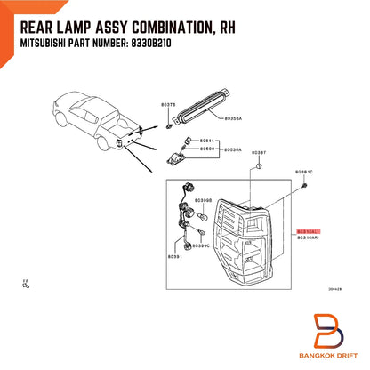 RH Tail Lamp Rear Light for Mitsubishi Triton Ute (2019-2023)