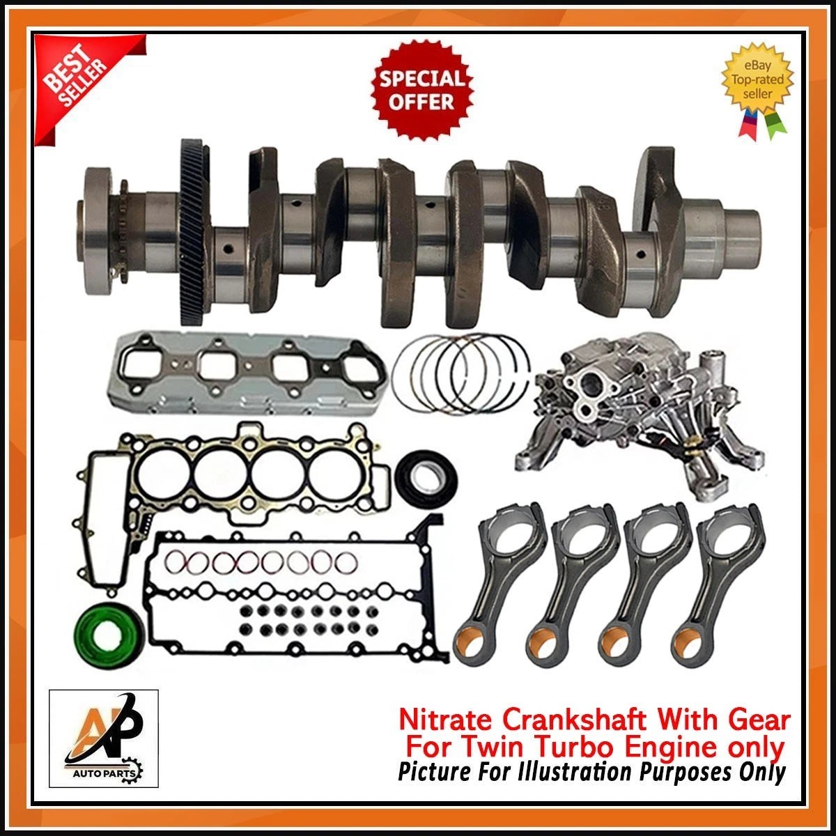 Crankshaft with Engine Rebuild Kit for Range Rover Nitrate 2.0 Diesel (204DTA) (2005–2012)