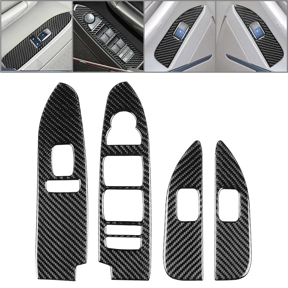 4Pcs Carbon Fiber Front Window Control Covers for Cadillac CTS 08-13