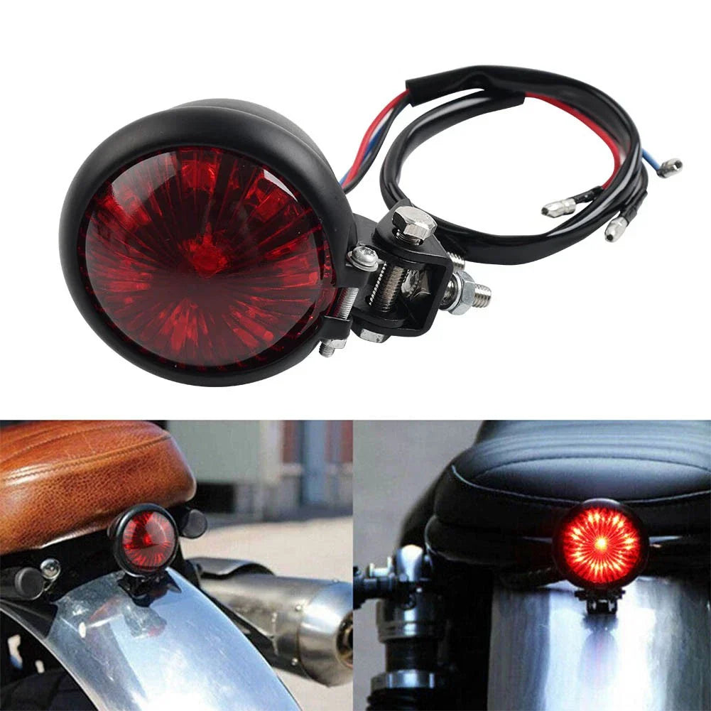 LED Rear Stop Brake Tail Light for Cafe Racer Bobber Chopper Motor Black