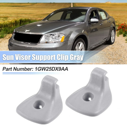 2 x Sun Visor Support Clip Retainers for Dodge Chrysler 200 (2011-2014) Gray