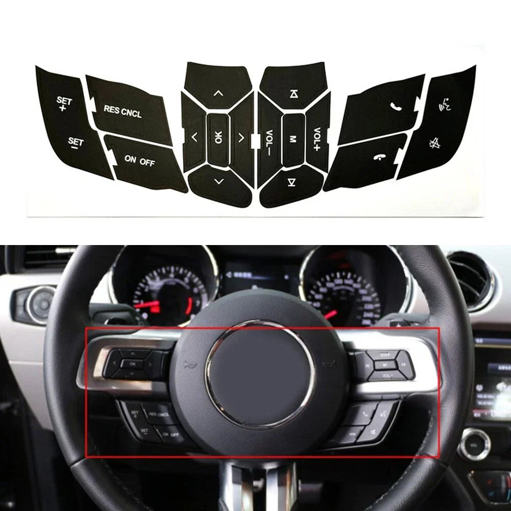 Steering Wheel Button Repair Decals Stickers for Mustang (2015–2018)