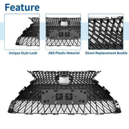 Front Hood Bumper Grille for Lexus ES350 2019-2021 Black Facelift Style