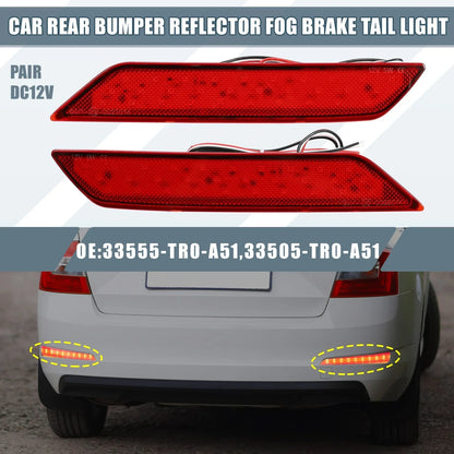 Rear Bumper LED Reflector Brake Tail Light Red Lens for Honda Civic Sedan (13-15)