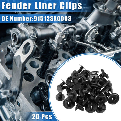 Fender Liner Clips 20 x for Honda - Plastic Black Automotive Clips