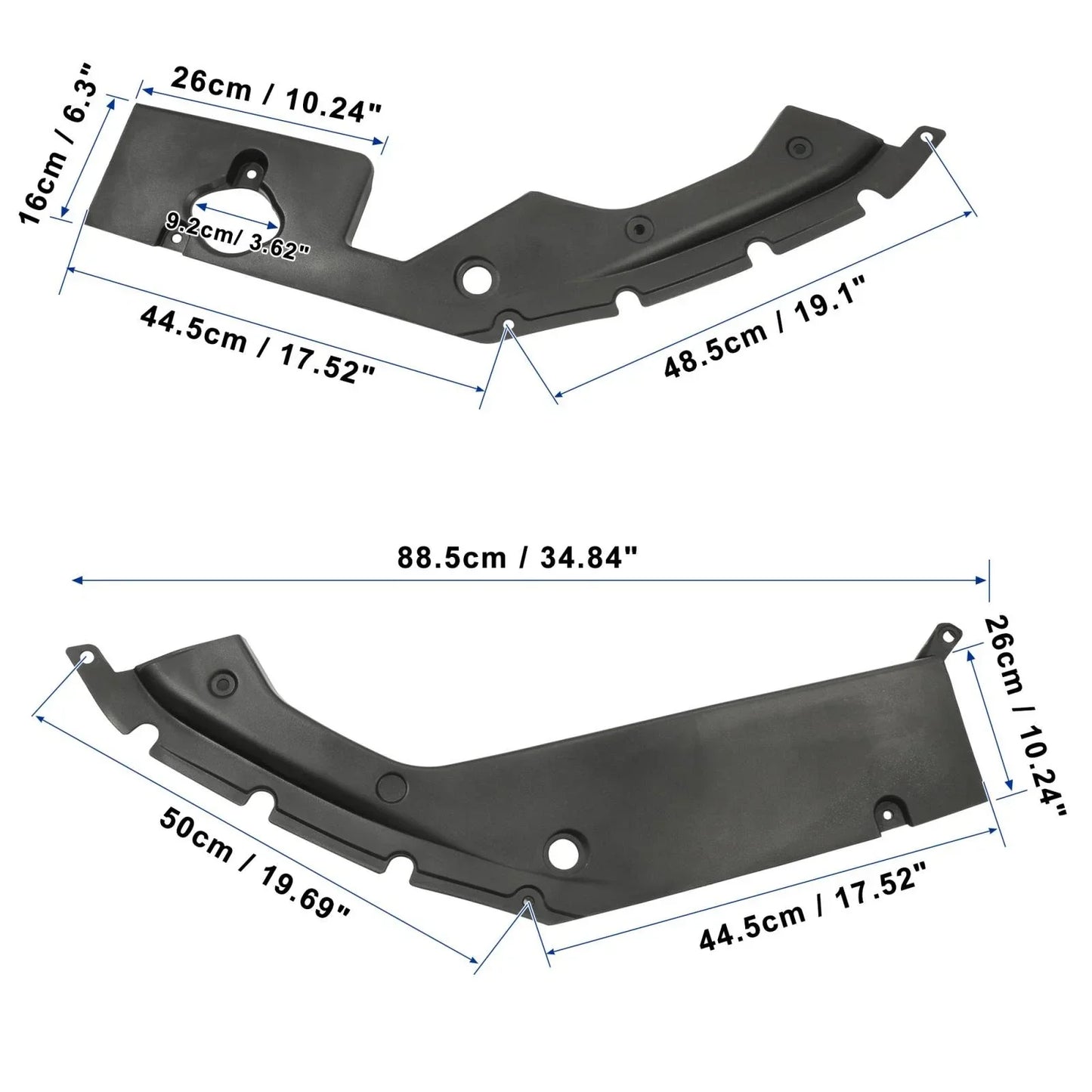 2 x Engine Bay Side Panel Covers with Screws for Honda Civic (2016-2020)