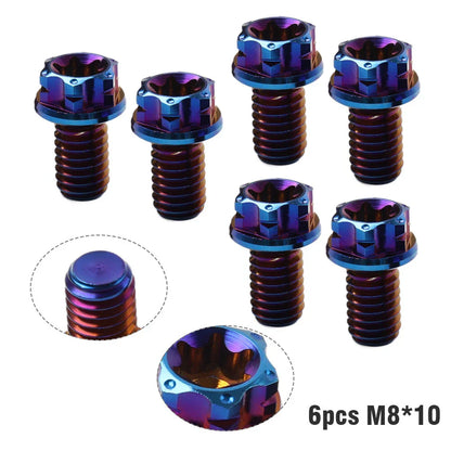6pcs M8x10mm Titanium Torx Head Flange Bolts for Motorcycle Bike