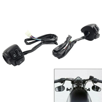 Black Motorcycle Handlebar Control Switches & Wiring Harness for Harley Dyna Vrod (2006-2017)