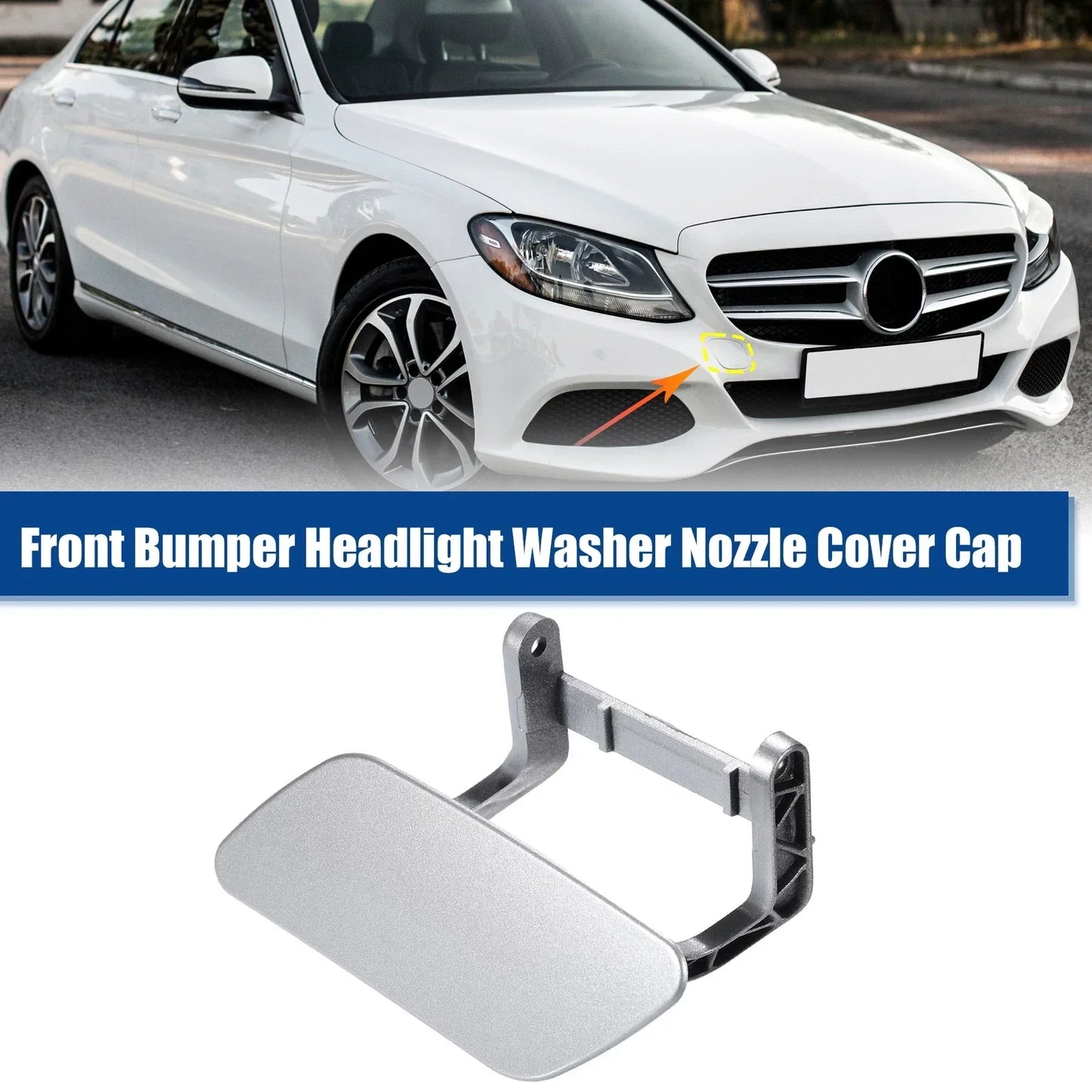 Bumper Headlight Washer Cover for Mercedes ML (2012-2015) Silver Tone