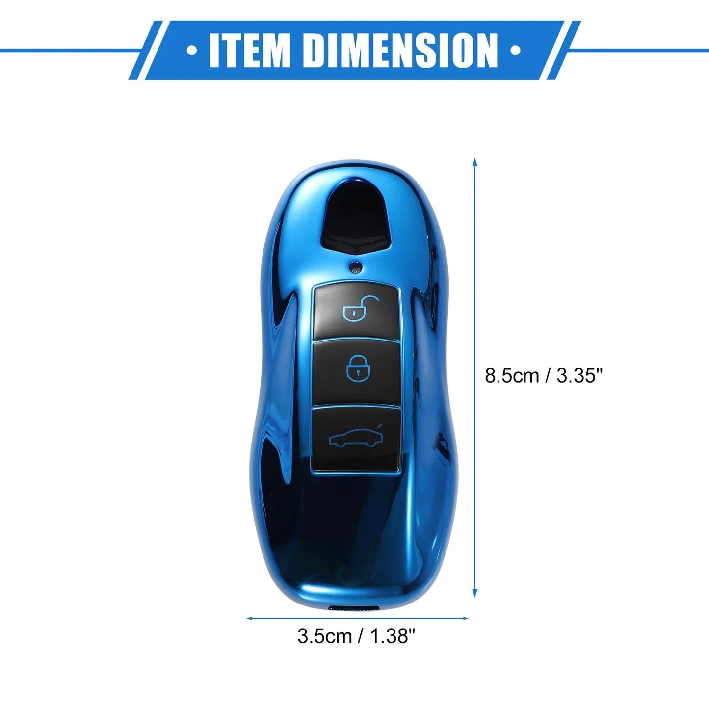 3 Button Car Remote Key Fob Cover for Porsche Macan (2014-2022) TPU Blue