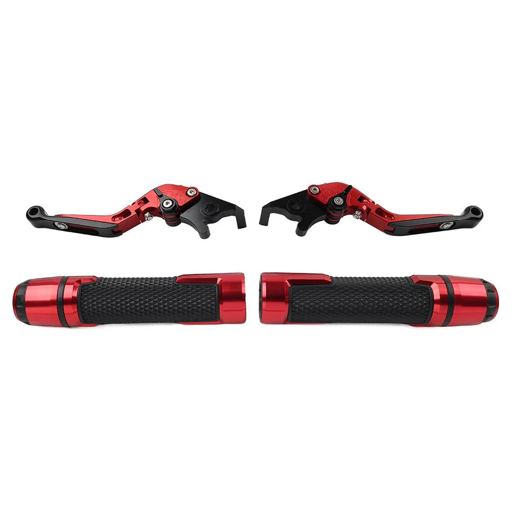 Red Extendable Brake Clutch Levers Grips Set for BMW G310R G310GS (2017-2023)