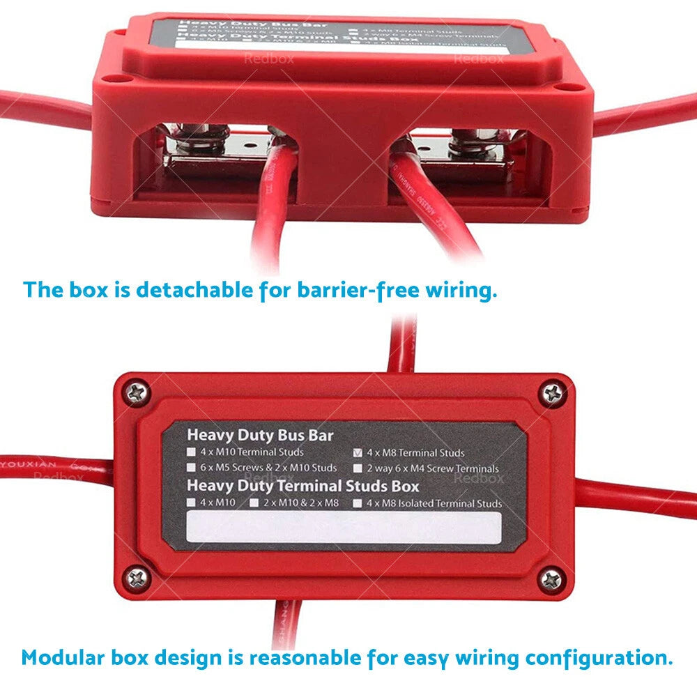 Heavy Duty 300A M8 DC 12V-48V Power Distribution Box Terminal Block