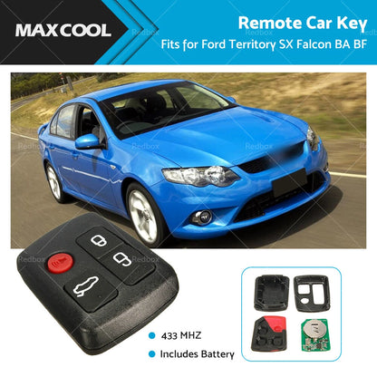 433MHz 4 Button Remote Key for Ford Territory SX XR6 XR8 Falcon (2004-2016)