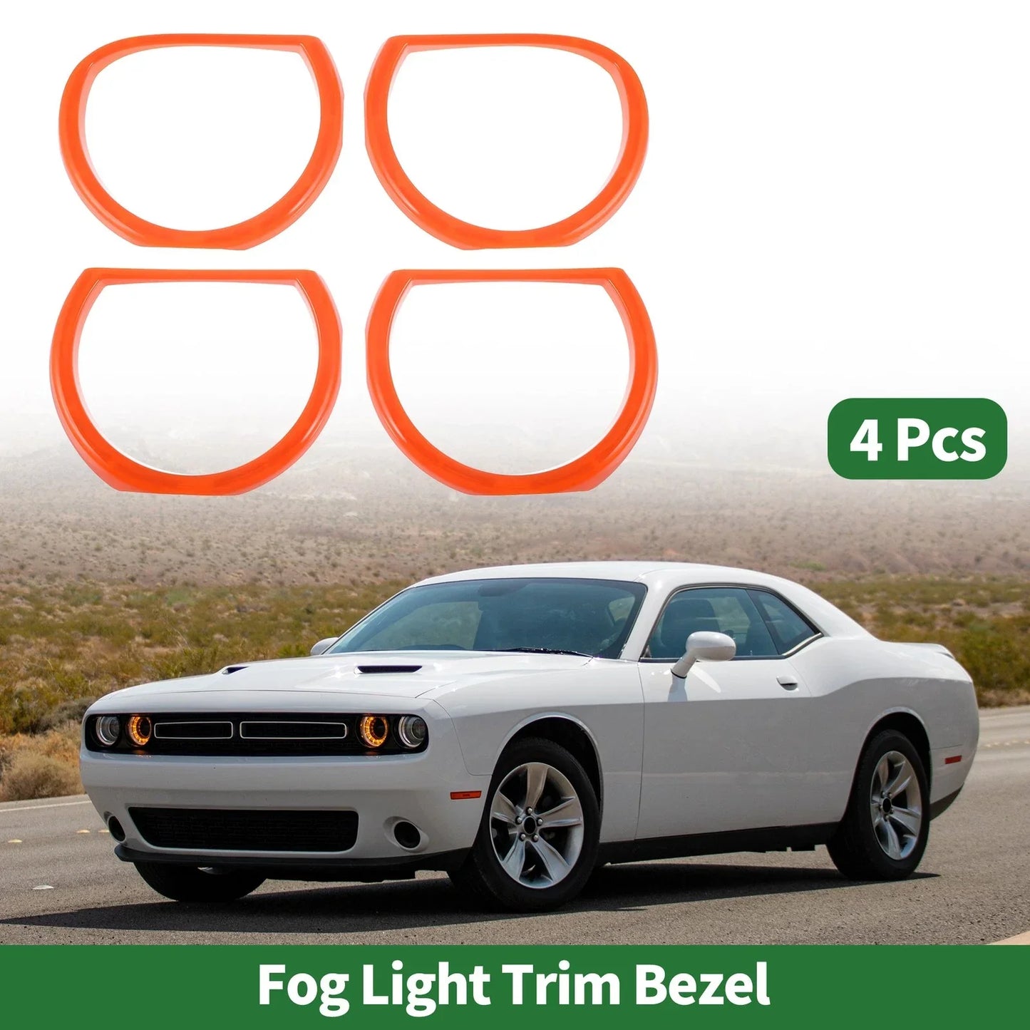 4 x Car Headlight Trim Bezels for Dodge Challenger (2015-2024) Orange