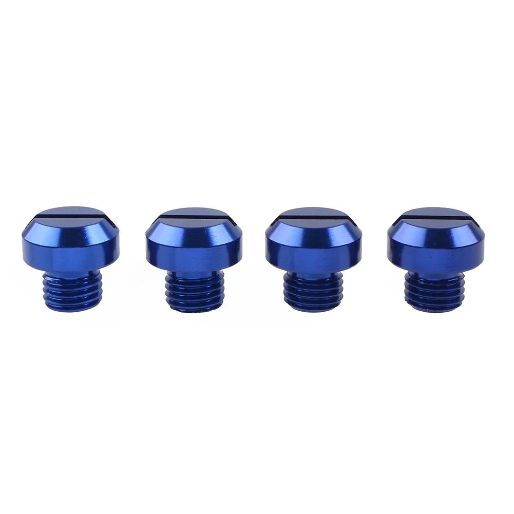 4x M10 Blue Motorcycle Mirror Hole Blanking Plugs & Screws