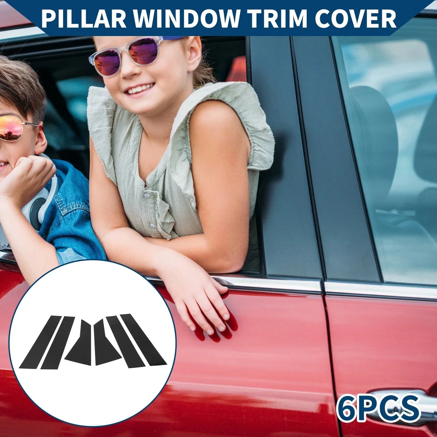 6 Pcs Black Door Pillar Window Trim for Honda Jazz (2021-2023)