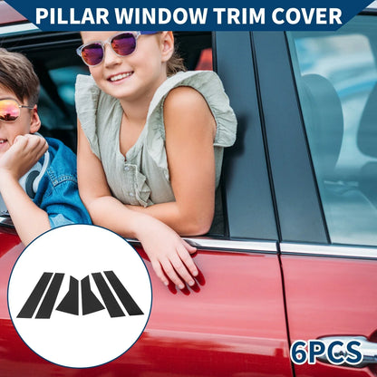 6 Pcs Black Door Pillar Window Trim for Honda Jazz (2021-2023)