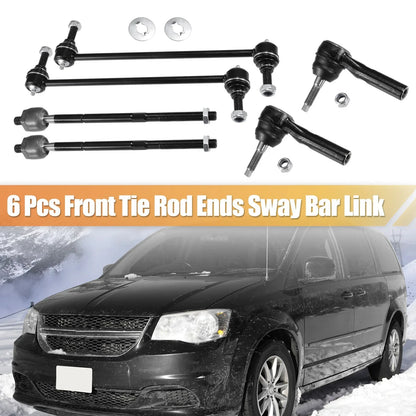 6 x Front Inner Outer Tie Rod Ends & Sway Bar Links for Chrysler Voyager (01-03)
