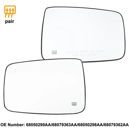 Left Right Side Mirror Glass Replacement for Dodge Ram 1500 2500 (2010-2023)