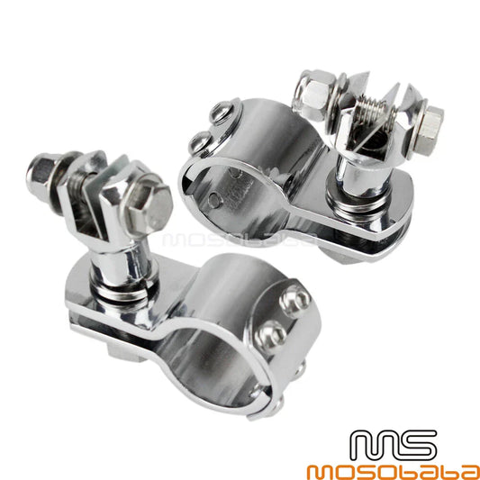 1-1/4" Chrome Engine Guard Crash Bar Mount Clamps for Harley
