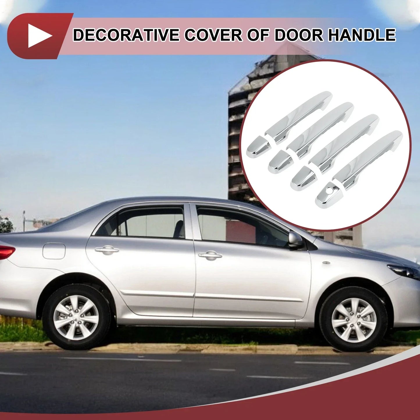 Car Door Handle Cover Set for Honda CR-V 2012-2016 Outside Silver Tone ABS