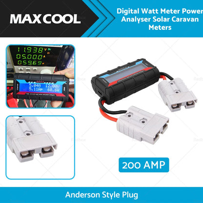 Digital Watt Meter Power Analyser for Solar Caravan - Anderson Style Plug