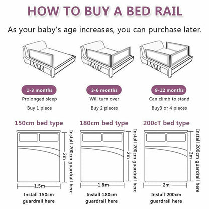 Adjustable Folding Kids Bed Rail Guard for Toddler Cot