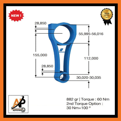 Connecting Rods Replacement Set for Ford Transit Tourneo Ranger 2.2 TDCI (112mm) (2011–2020)