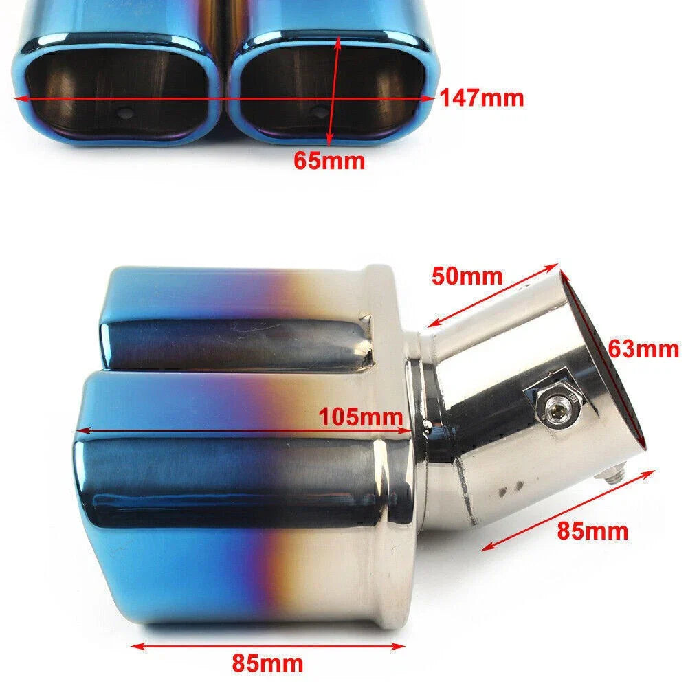Dual Exhaust Pipe Tail Muffler Tip for Car (Curved) - Auto Replacement