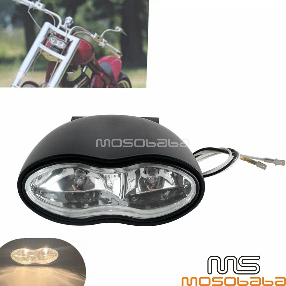 Dual ET Cyclops LED Front Headlamp for Harley Custom Bobber Cafe Racer