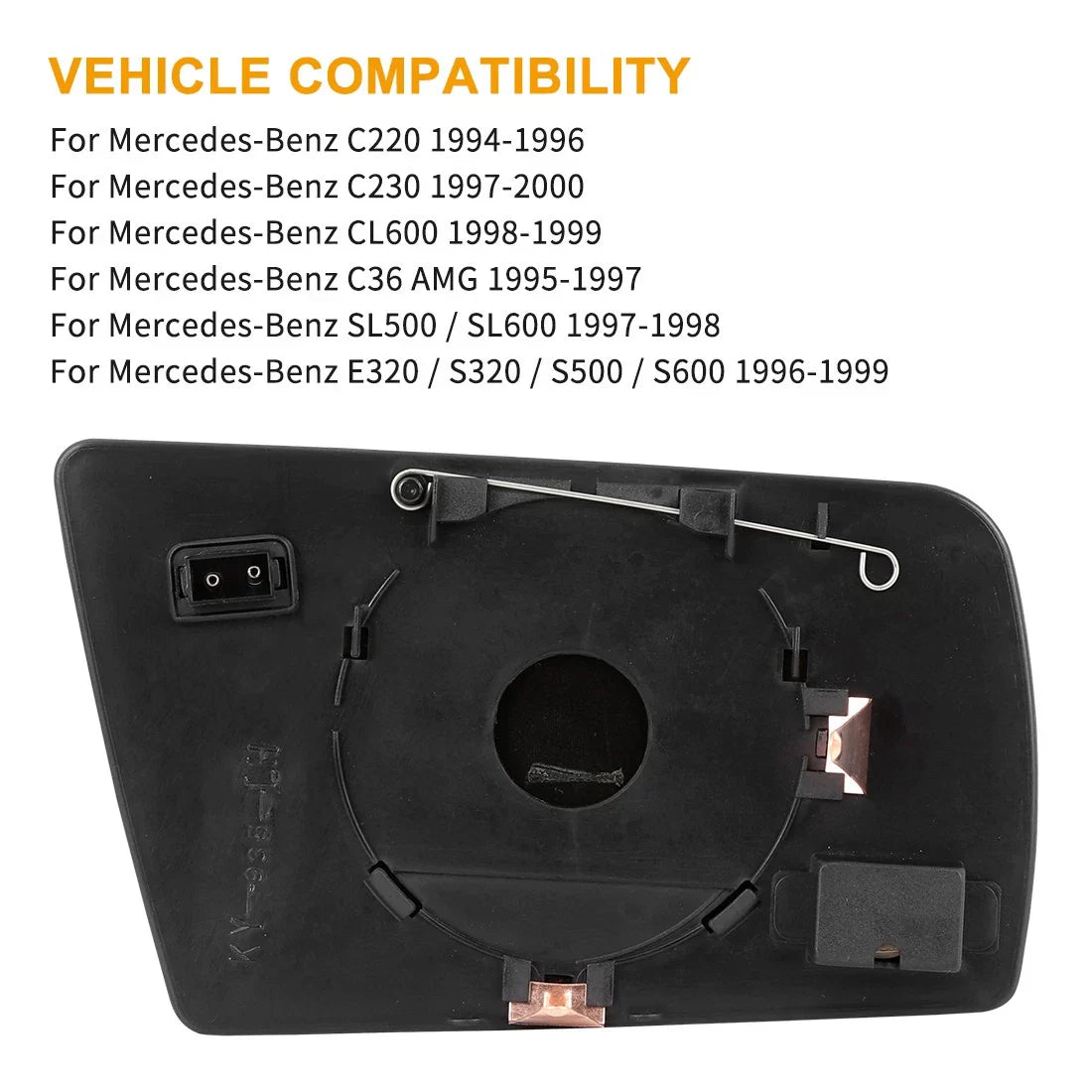 Heated Driver Left Side Mirror Glass for Mercedes-Benz C220 C280 E420 (1994-2002)