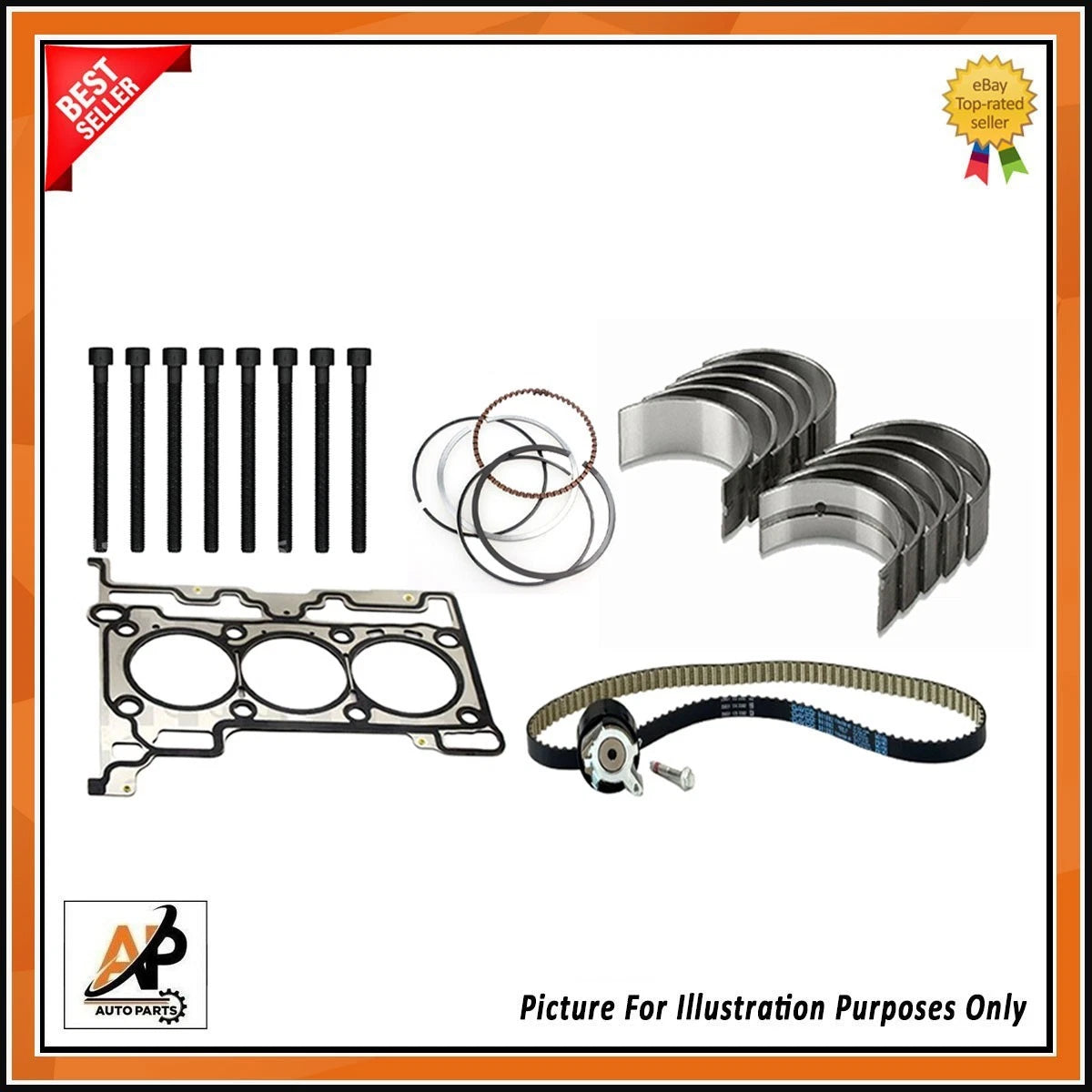Engine Rebuild Kit with Bearings Piston Rings Gaskets for Ford EcoBoost 1.0 (2012–2018)