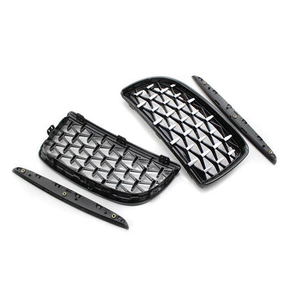 Front Frame & Chrome Grille for BMW E90 2005-2008 Black Pair