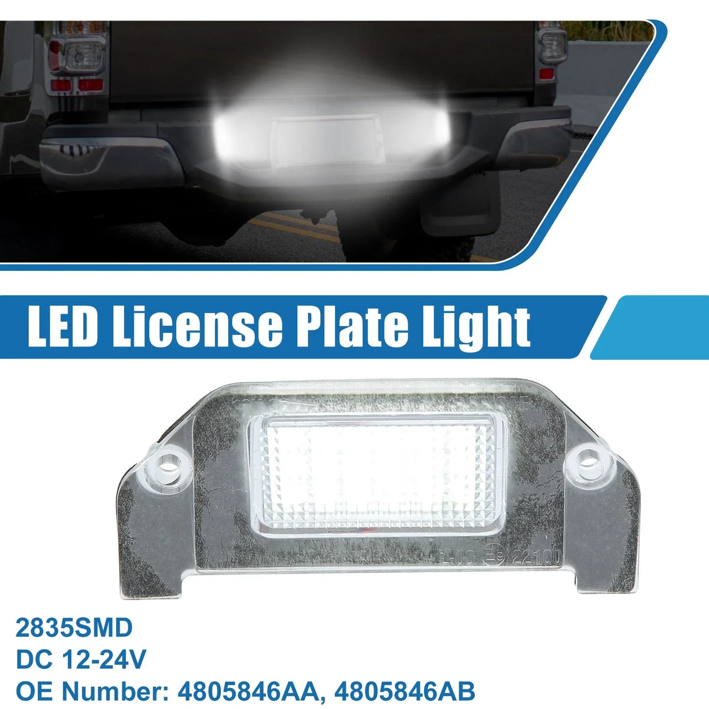 White LED License Plate Light Assembly for Dodge Dart (2013-2016)