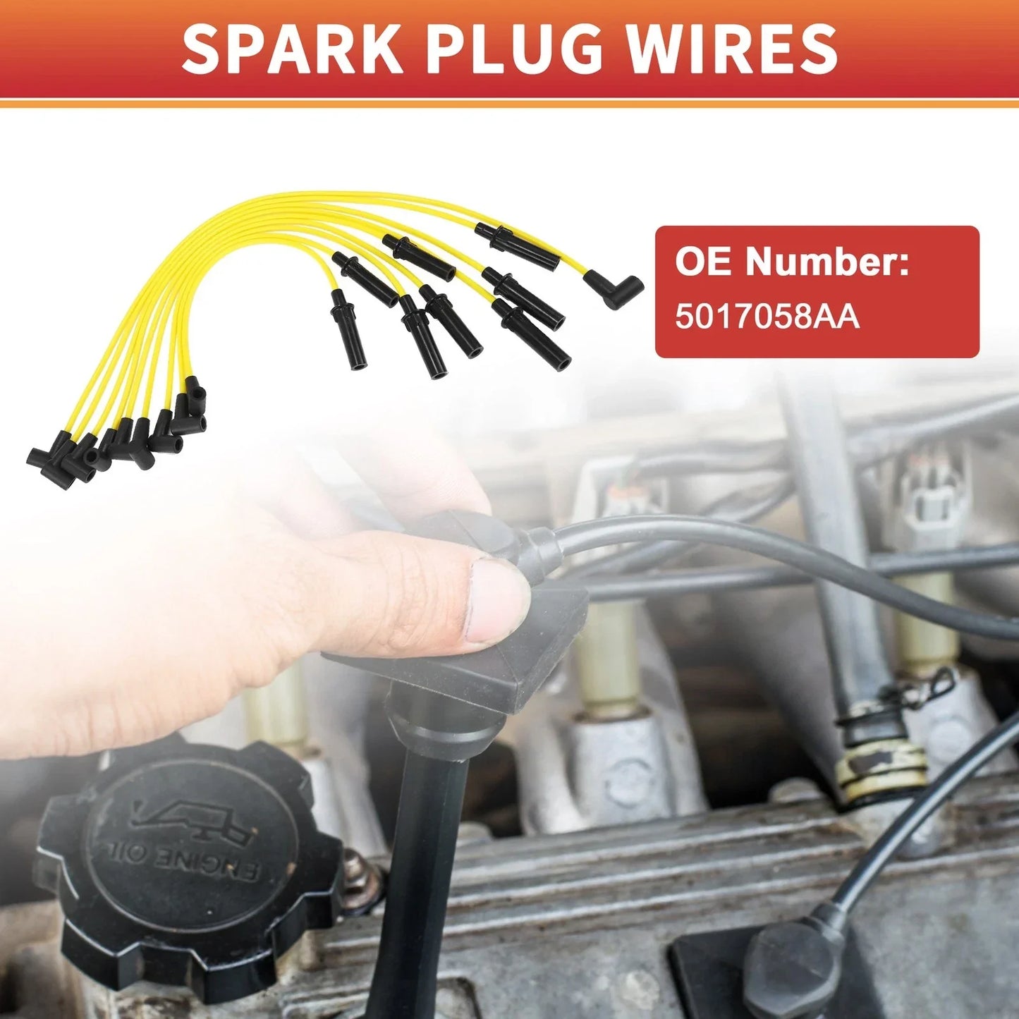 9 x Spark Plug Wire Ignition Coil Cables for Dodge B150 (1992-1994)