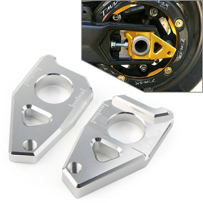 Yamaha YZF FZ8 FZ1 TMAX Silver Motorcycle Axle Spindle Chain Adjuster Blocks