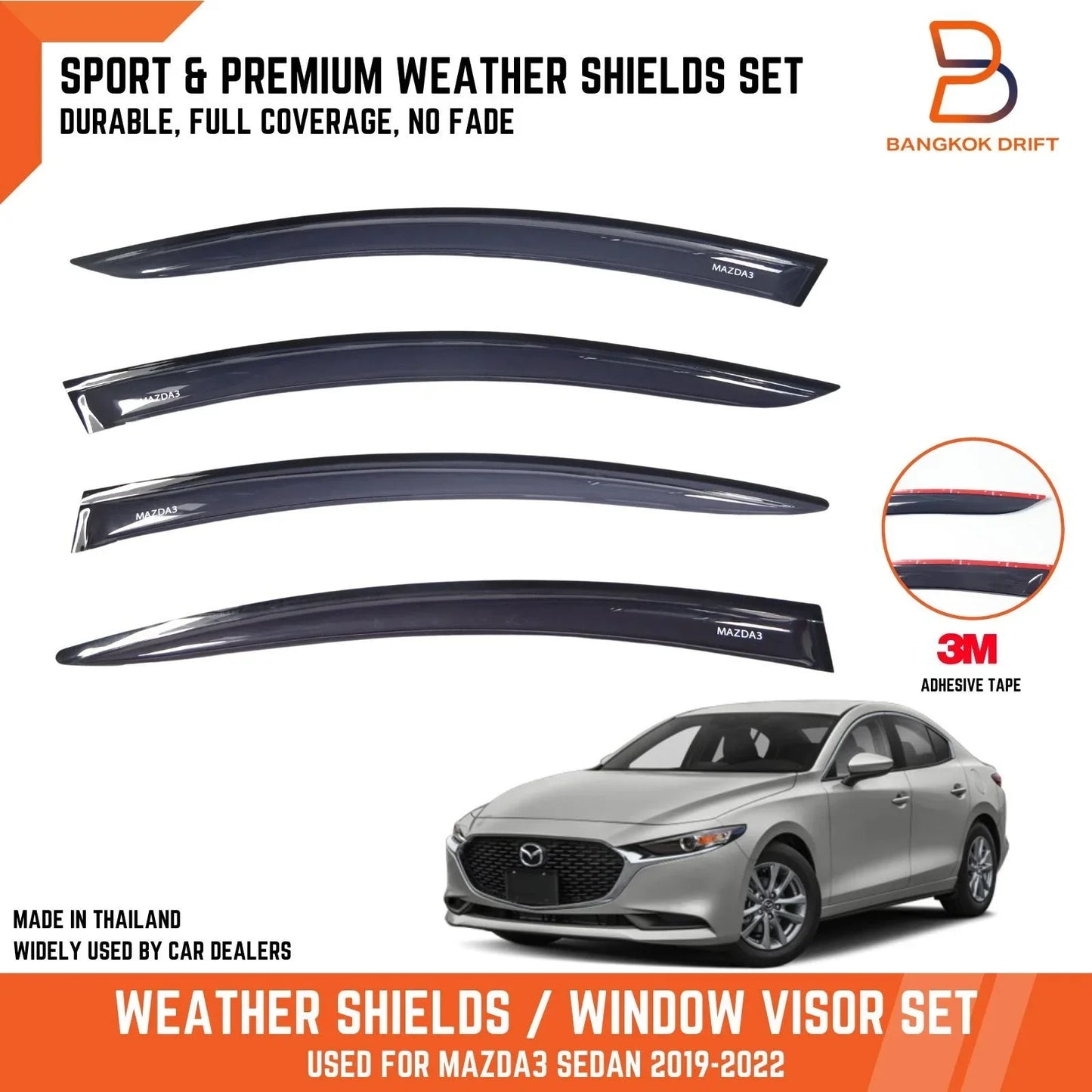 Weather Shield Window Visor Rain Guard for Mazda 3 BP (2019-2022)