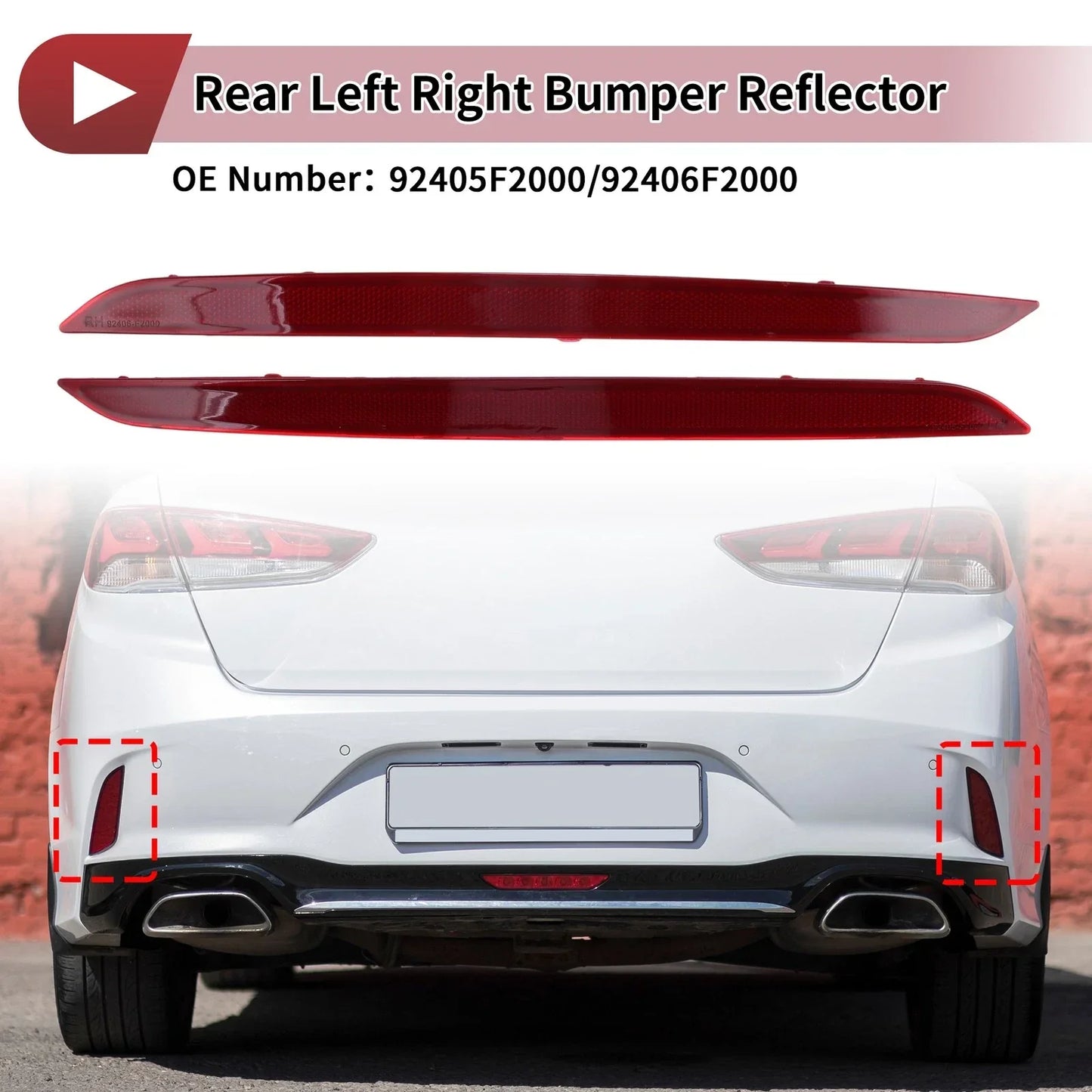 Rear Left Right Bumper Reflectors for Hyundai Elantra (2017-2018)