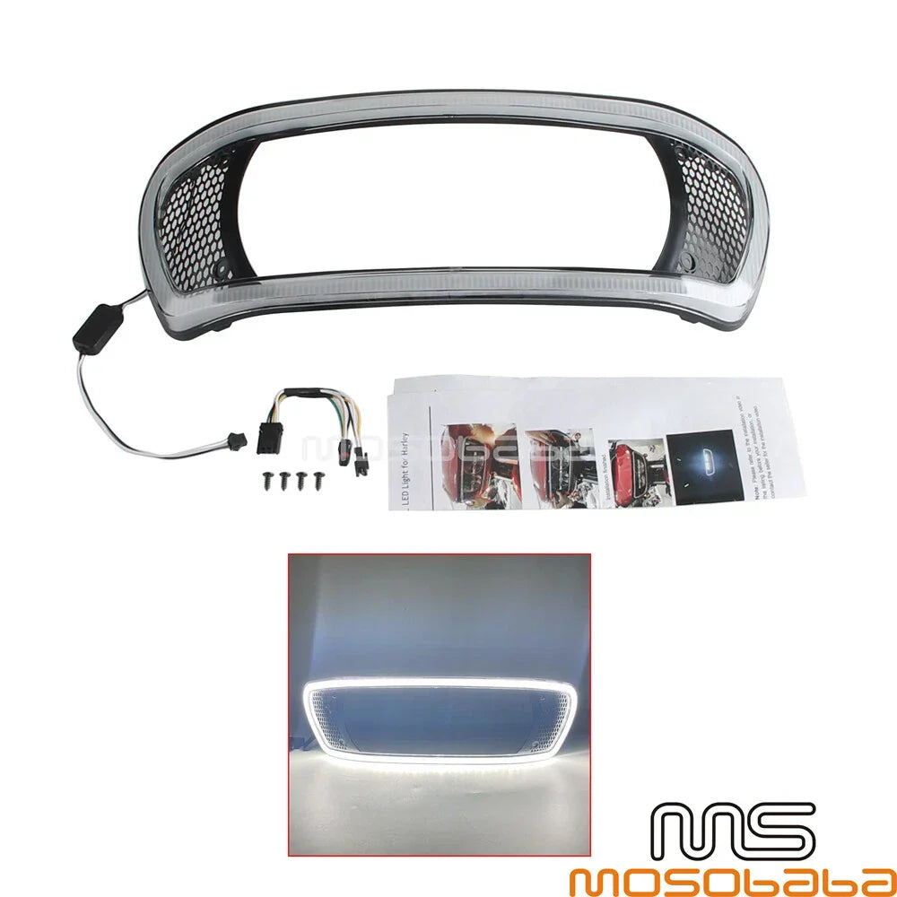 Headlight Fairing Bezel Trim Cover with DRL LED Light for Harley Road Glide (2014)