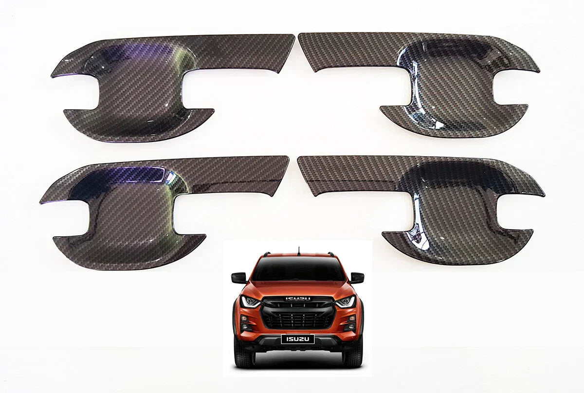 Fiber Carbon 4 Door Handle Cover Insert Trim for Isuzu D-Max (2020-2021)