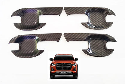 Fiber Carbon 4 Door Handle Cover Insert Trim for Isuzu D-Max (2020-2021)