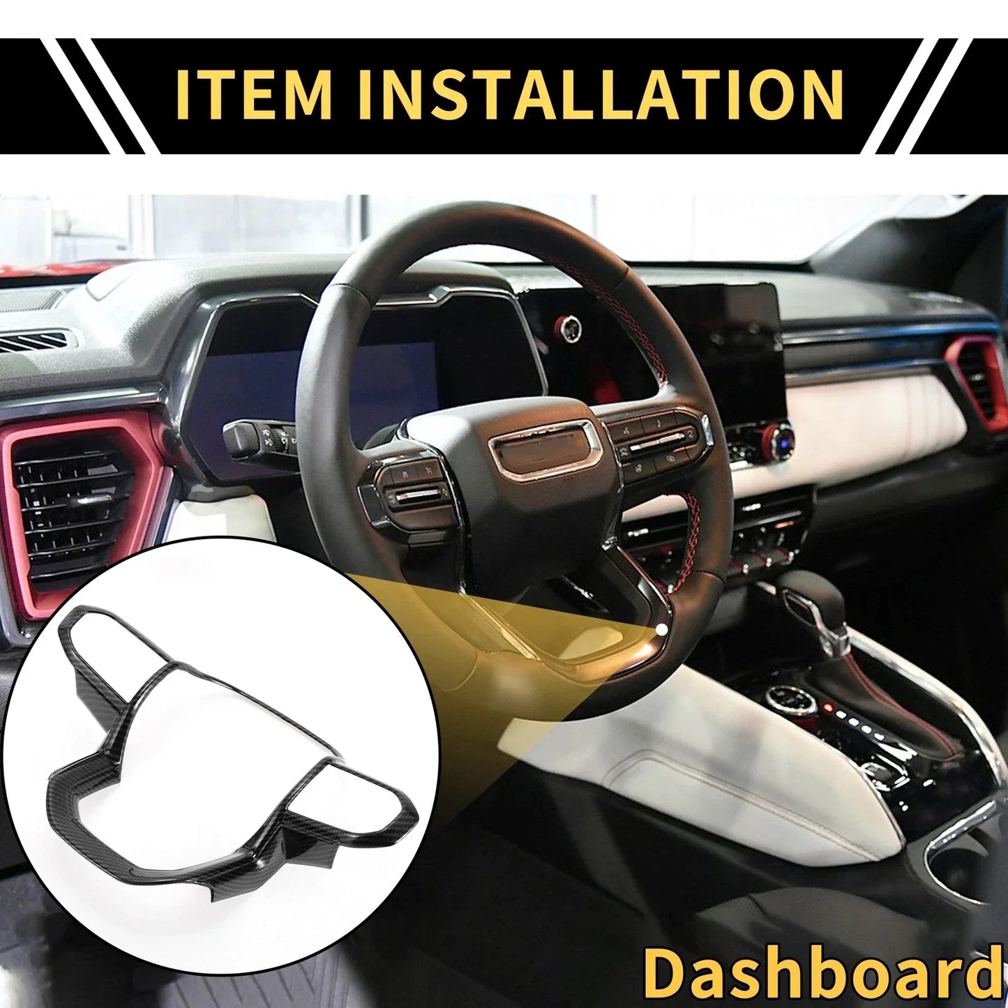 Steering Wheel Cover Trim for Chevy Colorado (2023-2024) Carbon Fiber Pattern